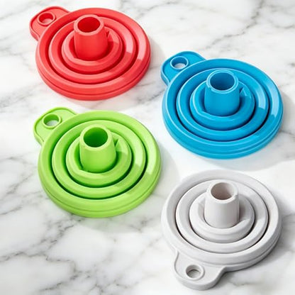 Foldable Silicone Funnel Set (4 Colors) – Collapsible Small & Large Funnels for Kitchen, Water Bottles & Liquid Transfer – Food Grade (1.5cm Caliber) - color: 4PCS-Mixed colors