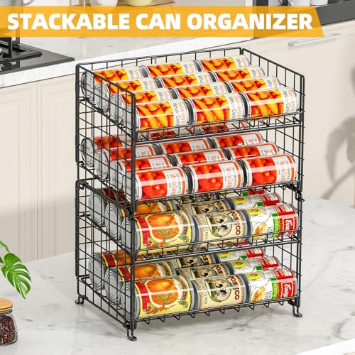 2-Pack Stackable Rack Organizer, Storage for Kitchen Pantry Cabinet, Holders for Food, Multifunctional Dispenser for Snacks Soda - size: 2 Tier-2 Pack