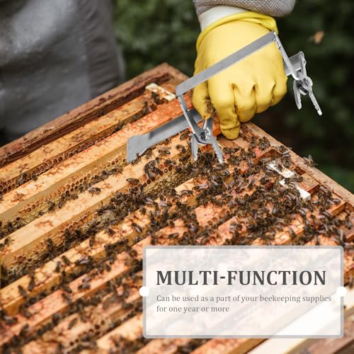 VOSAREA Beekeeping Frame Holder Beehive Frame Lifter with Integrated Scraper Metal Tool for Beekeeping Supplies for Hive Maintenance and Honeycomb Handling