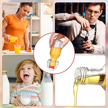 EBOOT Flip Top Glass Bottles with Caps Beer Clear Swing Top Glass Vinegar Kombucha Bottles with Stoppers Airtight Lids for Wedding Themed Baby Shower Christmas Gifts(24 Pcs,4 oz) - size: 4 oz