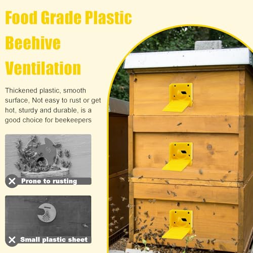 8 Pcs Bee Hive Entrance Gates, Square Bee Hive Entrance Reducer, Yellow Multifunctional Plastics Bee Entrance Reducer, Open Window for Hive Ventilation Hive Tool Beekeeping - color: Yellow