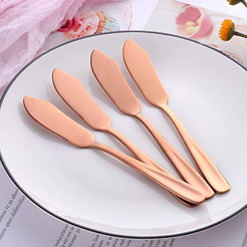 Stainless Steel 18/10 Cheese Desert Knives, Set of 4, Baikai Breakfast Butter Knife, Slicer Sandwich Spreader (Rose Gold) - color: Rose Gold
