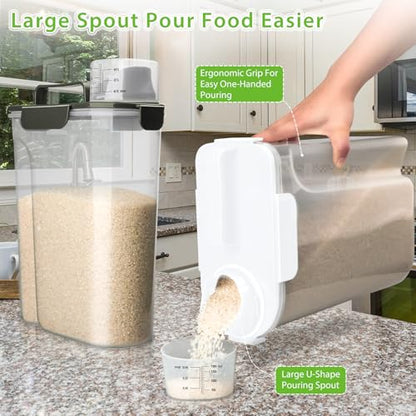 Viretec Rice Storage Container, 5 to 10lb Dry Food Airtight Dispenser, Pet Dog Cat Food Canister, BPA Free Clear Plastic Kitchen and Pantry Bin for Oatmeal, Cereal, Pasta, Flour Pack of 2 Grey - color: 3L+6L/Grey