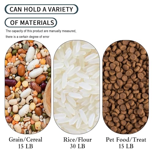 25LB/13L Airtight Flour Rice Grain Cereal Storage Container With Spoon & Measuring Cup & Handle, 2 Pack (Holds 50LBS) Pet Dog Cat Dry Food Bin, Easy to Move & Keep Food Fresh(400 oz)