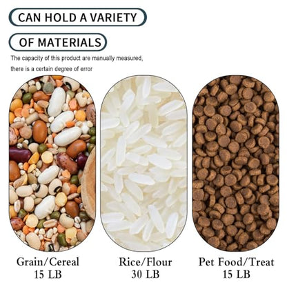 25LB/13L Airtight Flour Rice Grain Cereal Storage Container With Spoon & Measuring Cup & Handle, 2 Pack (Holds 50LBS) Pet Dog Cat Dry Food Bin, Easy to Move & Keep Food Fresh(400 oz)
