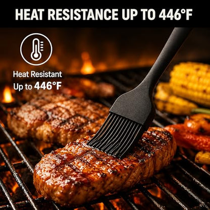 Silicone Basting Pastry Brush for Baking Cooking Bbq Grill Spread Oil Butter Sauce 2 Pack - color: Black