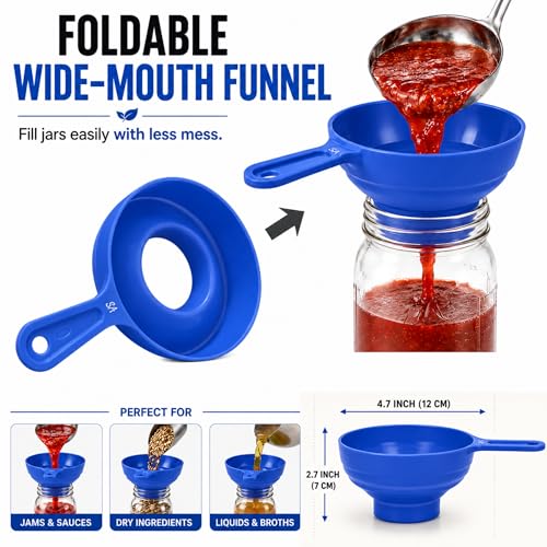 Supa Ant Canning Supplies Starter Kit (Food Grade) - Canning Kits Set for Beginners - 3 Pcs. Including Wide Mouth Jar Funnel, Magnetic Lid Lifter, Stainless Steel Jar Lifter (Assembled in USA) Blue - color: Blue