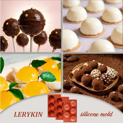 Lerykin 3 Pack Extra Large 5-Cavity Semi Sphere Silicone Molds, Half Sphere Baking Mold Non-Stick for Making Big Size Hot Chocolate Bomb, Jelly, Cake, Dome Mousse - color: 5-Cavity Extra Large ( 3 Pack )