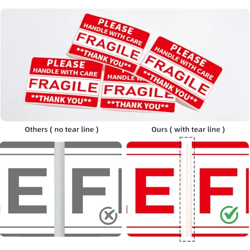 320 Pcs Fragile Stickers, 3 x 2 Inch Handle with Care Shipping Moving Glass Permanent Adhesive Commercial Grade Fragile Labels (Fragile) - color: Red, size: 320 PCS
