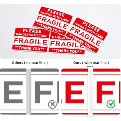 320 Pcs Fragile Stickers, 3 x 2 Inch Handle with Care Shipping Moving Glass Permanent Adhesive Commercial Grade Fragile Labels (Fragile) - color: Red, size: 320 PCS