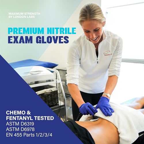 London Labs Cobalt Blue 5 Mil Nitrile Exam Gloves Disposable Latex Free | Medical Rubber Gloves for Doctors, EMT, First Aid Kit, Food Service & Cleaning | Pack of (200 CT) - size: Medium, style: Cobalt Blue - 200 Count