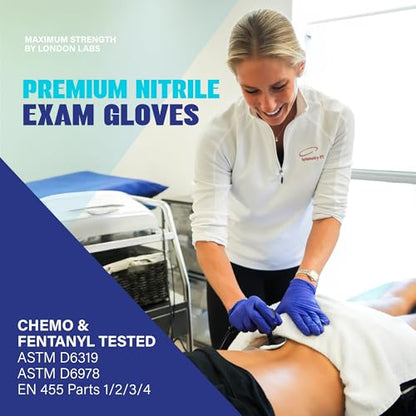 London Labs Cobalt Blue 5 Mil Nitrile Exam Gloves Disposable Latex Free | Medical Rubber Gloves for Doctors, EMT, First Aid Kit, Food Service & Cleaning | Pack of (200 CT) - size: Medium, style: Cobalt Blue - 200 Count