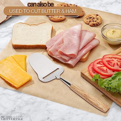 Stainless Steel Cheese Slicer Handheld - Flexible Blade Cheese Planer with Wooden Handle for Smooth, Precise Slicing —Durable, Easy-to-Clean Cutter for Block and Hard Dairy | Easy Slicing and Cutting