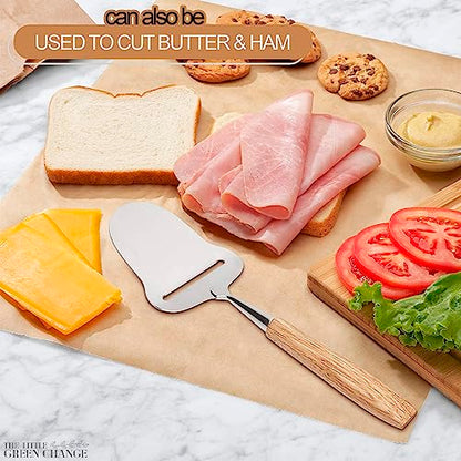 Stainless Steel Cheese Slicer Handheld - Flexible Blade Cheese Planer with Wooden Handle for Smooth, Precise Slicing —Durable, Easy-to-Clean Cutter for Block and Hard Dairy | Easy Slicing and Cutting