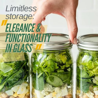 Wide Mouth Mason Jars 32 oz – 2 Pack Quart Size Jars with Airtight Lids and Bands & White Plastic Lid, Ideal for Meal Prep, Canning, Fermenting and DIY Projects, Microwave & Dishwasher Safe. - color: Quart, size: 32 Ounce (Pack of 2)
