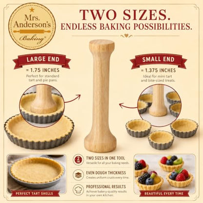 Mrs. Anderson’s Baking Dual-Sided Pastry Dough Tart Tamper, Hardwood, 6-Inches - style: Dual-Sided Dough Tamper