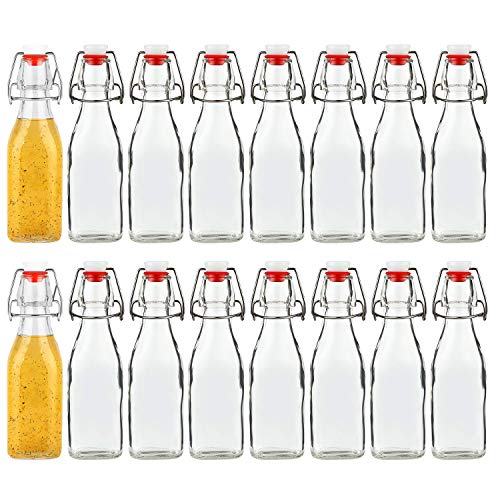 8oz Glass Bottles With With Air Tight Lids, Beer Bottles For Home Brewing 250ml, Kombucha Bottles For Beverages, Kefir, Food Storage, Leak Proof, Dishware Safe 16 Pack - size: 8oz-16pack
