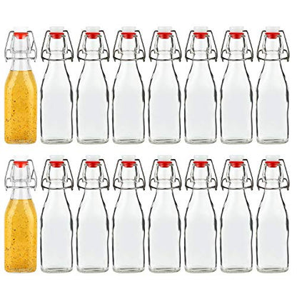 8oz Glass Bottles With With Air Tight Lids, Beer Bottles For Home Brewing 250ml, Kombucha Bottles For Beverages, Kefir, Food Storage, Leak Proof, Dishware Safe 16 Pack - size: 8oz-16pack