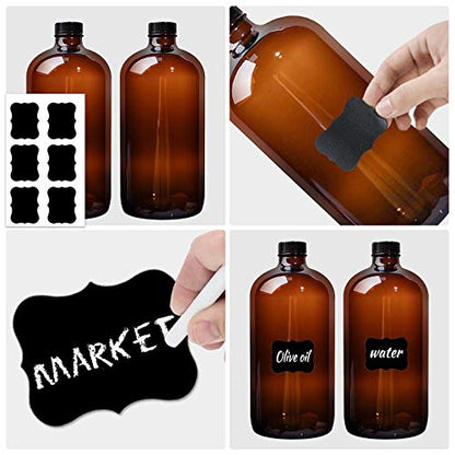 STARSIDE 32oz 2-Pack Amber Glass Boston Bottles with Airtight Seal & Caps | 1 Liter Glass Boston Round Bottles with Phenolic Poly Cone Caps, for Secondary Fermentation, Kombucha, Brewing and Juicing - size: L-32OZ-2pack