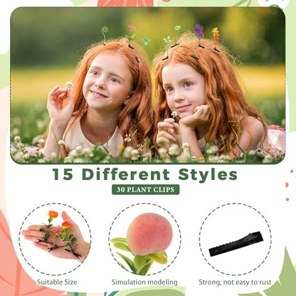 30 Pcs Bean Sprout Hair Clips Rave Mixed Style Plant Hairpins Hair Accessories for Party Irish(Cute) - style: Cute