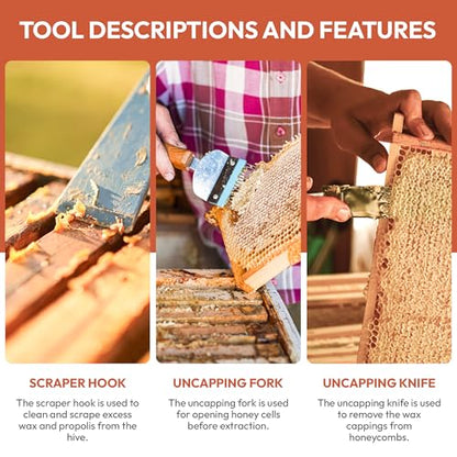 Bee Keeping Starter Kit | 11-Piece Beekeeping Supplies Set | Hive Tool & Stainless Steel Bee Smoker | Includes Water Resistant Tool Bag – Beekeeping Essentials for Beginners & Experts