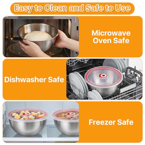 Supkiir 3 Pack Pizza Dough Proofing Containers, 24oz/41oz Stainless Steel Proofing Box with Clear Airtight Lids, Stackable Pizza Dough Bowl Set Includes Cutter for Fermentation of Sourdough & Bread