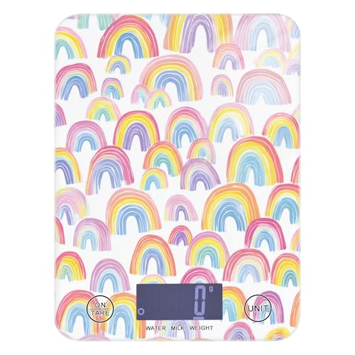 Food Scale Kitchen Scale for Baking Cooking Digital Food Weighing Measuring Scale Small Waterproof Electric Food Scale Gradient Cute Rainbows - color: Gradient Cute Rainbows