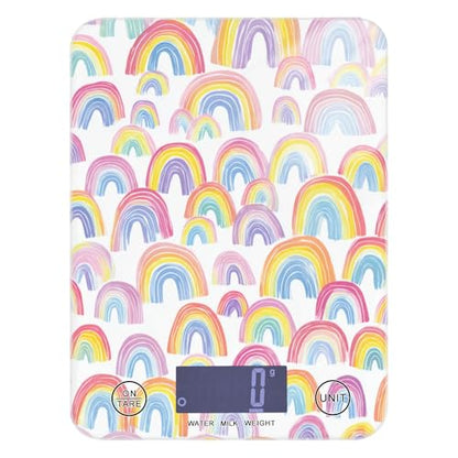 Food Scale Kitchen Scale for Baking Cooking Digital Food Weighing Measuring Scale Small Waterproof Electric Food Scale Gradient Cute Rainbows - color: Gradient Cute Rainbows