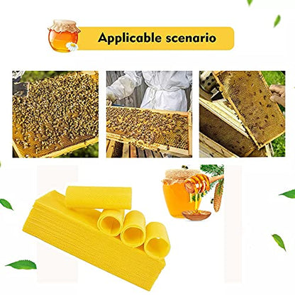 Varybeaty Natural Beeswax Foundation Sheets for Beehives - 30 Pack Pure Honeycomb Wax Frames for Bee Keeping, Candle Making & Crafts - 16.34" x 7.68" with Protective Paper Separators