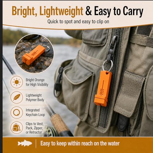 Fly Fishing accessories- Magnetic Fly Threader Bright Orange, 4-Slot Precision Threading Tool for Fly and Ice Fishing, Lightweight Plastic Hook Threader with Keychain for Wading Low Light Cold Hands | Magnetic Fly Threader for Tiny Hook Eyes, Cold Hands,