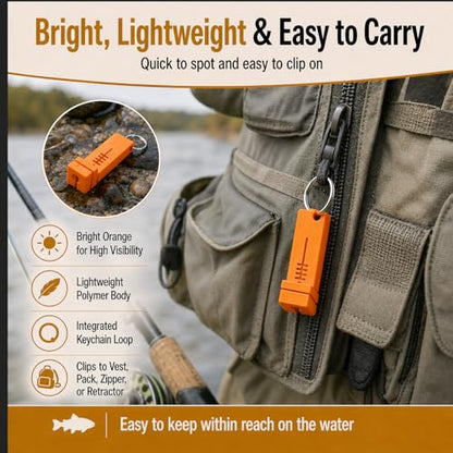 Fly Fishing accessories- Magnetic Fly Threader Bright Orange, 4-Slot Precision Threading Tool for Fly and Ice Fishing, Lightweight Plastic Hook Threader with Keychain for Wading Low Light Cold Hands | Magnetic Fly Threader for Tiny Hook Eyes, Cold Hands,