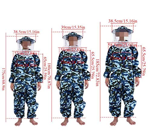 Beekeeping Jumpsuit Suit Beekeeping Protective Equipment Bee Keeping Full Body Cloth with Veil Hood Total Protection for Professional & Beginner Beekeepers - color: Camouflage Green, size: XL