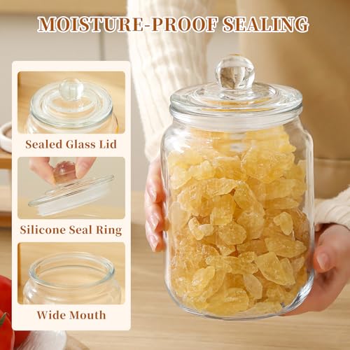 Glass Jars with Airtight Lid Set of 4, Food Jars 34 oz, Pickle Jars, Canning Jars, Glass Containers, Suitable for Kitchen, Pickles, Flour, Grains, Pasta, Sugar, Herbs, Coffee - color: 1 Litre（Set of 4）