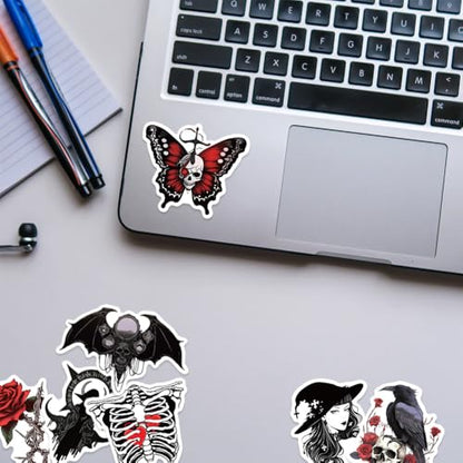 Yoksas Goth Horror Vampire Stickers - 50Pcs Gothic Red Skull Spooky Satanic Stickers for Scrapbook,Laptops,Water Bottles,Halloween Party Supplies,Helmets,Bumper - color: Vampire