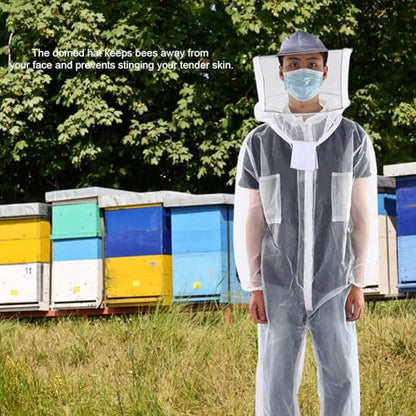 GLOGLOW Sting Proof Beekeeping Suit for Men Women Sting Proof Beekeeping Suit with Round Veil Hat Beekeeper Costume Ventilated Hood Bee Outfit for Backyard and Supplies (L)