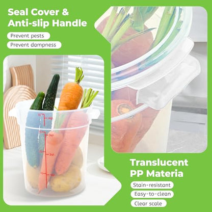BIEAMA 4 Pack 4 Qt Round Food Storage Containers with Lids, Translucent PP | Include lids, labels, measuring cups and containers with capacity markings for food prep, pantry storage and dough proofing. - color: 4Qt Round-4 Pack