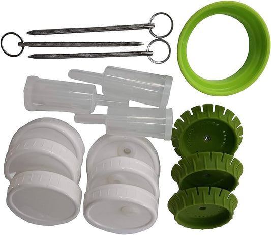 3 Pickle Pusher Small Batch Fermentation Kits. Complete with Airlock and Weight-Replacement. BPA Free. Holds 25X More Than Fermenting Weights. Fits Widemouth Mason Jars Not Included