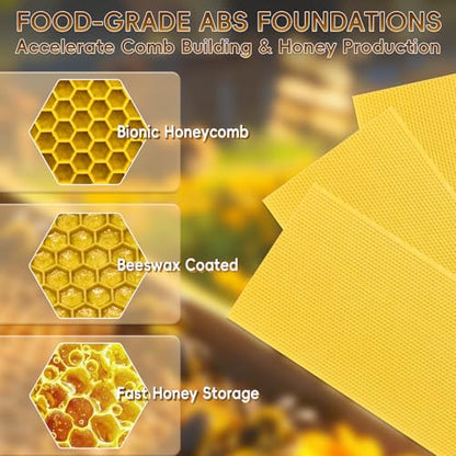10 Pack Beehive Frames Deep Unassembled, Wooden Bee Frames with Plastic Beeswax Coated Foundations for Deep Brood Box (Yellow) - color: Yellow, size: 10 Pack