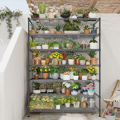 82.6H Metal Shelving Unit 7 Tier Storage Shelves Adjustable Wire Shelving Metal Wire Shelf Pantry Shelves Commercial Rack for Kitchen Pantry Utility Room Garage 45" W x 82.6''H x 13.5" D, Black - size: 45" W x 82.6''H x 13.5" D