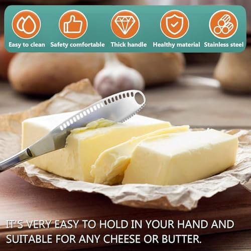 AKOAK 1 Pack Stainless Steel Butter Spatula, 3 in 1 Kitchen Gadget for Shredding Fruits and Vegetables, Breakfast, Butter, Cheese and Jam