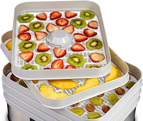 6 Pack Silicone Dehydrator Sheets,Non-stick Food Fruit Dehydrator Mats Reusable Steamer Mesh Mat for Fruit Dryer (6, 14 x 14 inch) - size: 14 x 14 inch