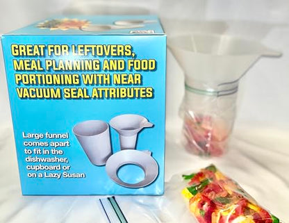 Best Food Transfer Tool for Easy Bagging and Storage, Quart and Gallon Size (White)