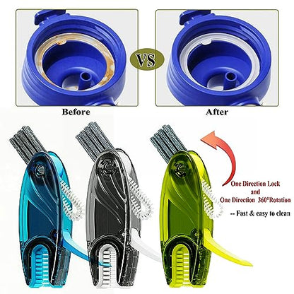 4 in 1 Cup Lid Cleaning Brush Set Multifunctional Bottle Brush Cleaner Tiny Bottle Cup Lid Brush Straw Cleaner Tools Mini Silicone Bottle Cup-Holder Cleaner with Hook Remover Green+Grey - style: 1pc Green 1pc Grey 4in1