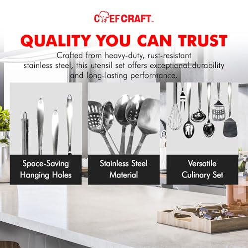 Chef Craft Select Kitchen Tool and Utensil Set, 6 Piece Set, Stainless Steel - style: Set
