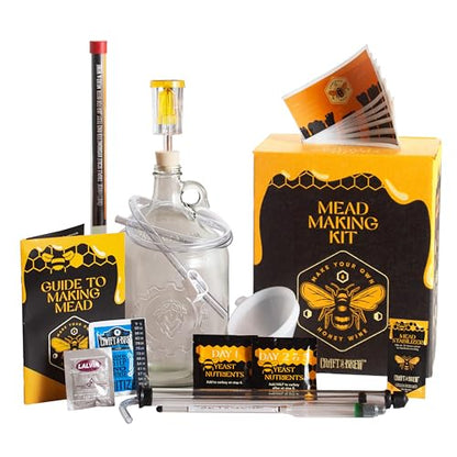 Craft A Brew - Deluxe Mead Making Kit - 1 Gallon Homebrew Starter Set with Backsweetening & Bottling Tools - DIY Mead Brewing Kit for Beginners - Just Add Honey - style: Mead Making Kit Deluxe