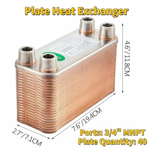 30/40/60 Plates Stainless Steel Heat Exchanger - High Efficiency Wort Chiller for Home Brewing and HVAC Applications(40 Plates) - color: 40 Plates