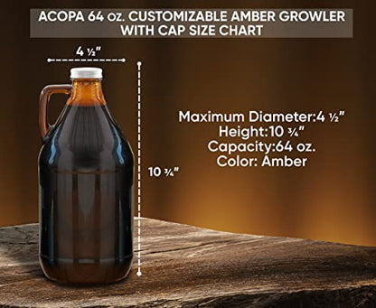 TEEAMORE Amber Growler 64 oz Personalized Beer Growler Amber Glass Growlers Custom Handled Jugs Glass Growlers for Beer - color: Design-02