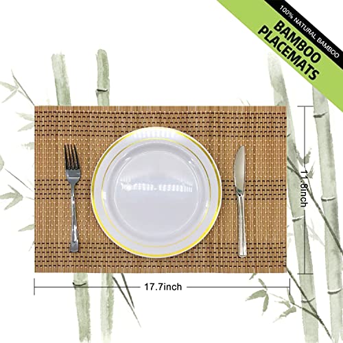 Set of 8 Pcs Bamboo Placemats Natural Anti-Slip Bamboo Placemats Washable Heat-Resistant Table Mats for Dining Room and Kitchen (Brown+White+Black) - color: Brown+white+black, size: Set of 8 Placemat 17.7 x 11.8 inch
