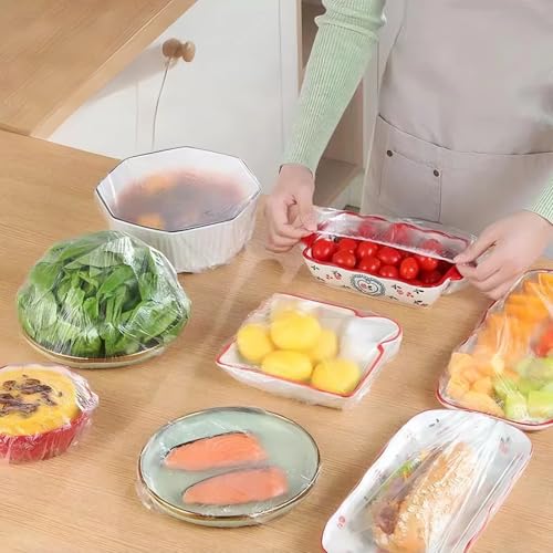 300 Pcs Reusable Elastic Food Covers –Stretchable Bowl & Plate Covers for Bread Proofing Food Storage Picnics. BPA Free, Dishwasher Safe, Universal Fit Clear Adjustable Bread Fermentation Basket Cover