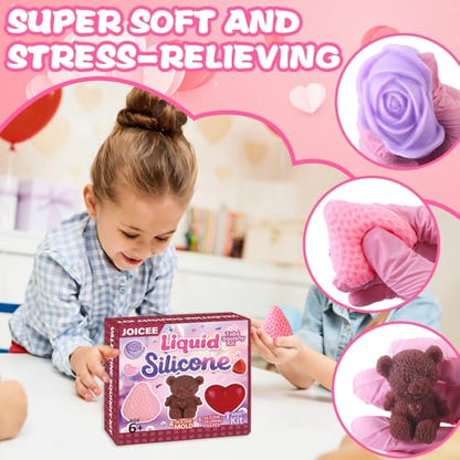 JOICEE Valentines Day Taba Squishy Kit, DIY Valentine Crafts Kit 18OZ 1:1 AB Liquid Silicone with 3D Mold for Make Your Own FuFu Squishies Kits Valentines Day Party Favors Stress Relief Toys Gifts - style: Valentines Taba